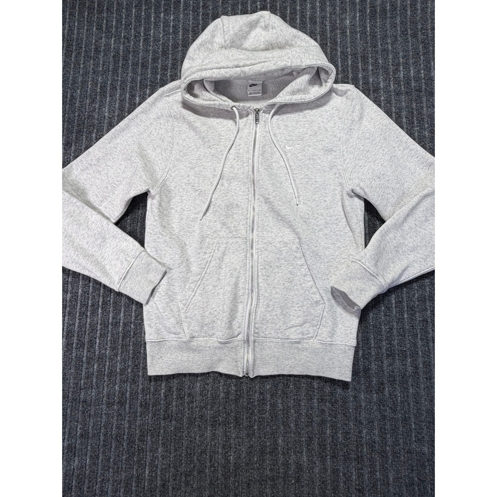 Nike Zip Up Hoodie Womens Small Gray Fleece Sporty Minimalist Casual Streetwear
